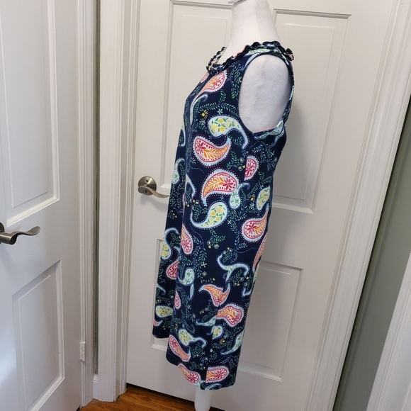 TALBOTS Pleat-Neck Shift 100% Cotton Dress Size Medium, Preppy, Paisley Print - Picture 4 of 11